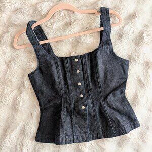 Snap Front Denim Top XS | DYNAMITE